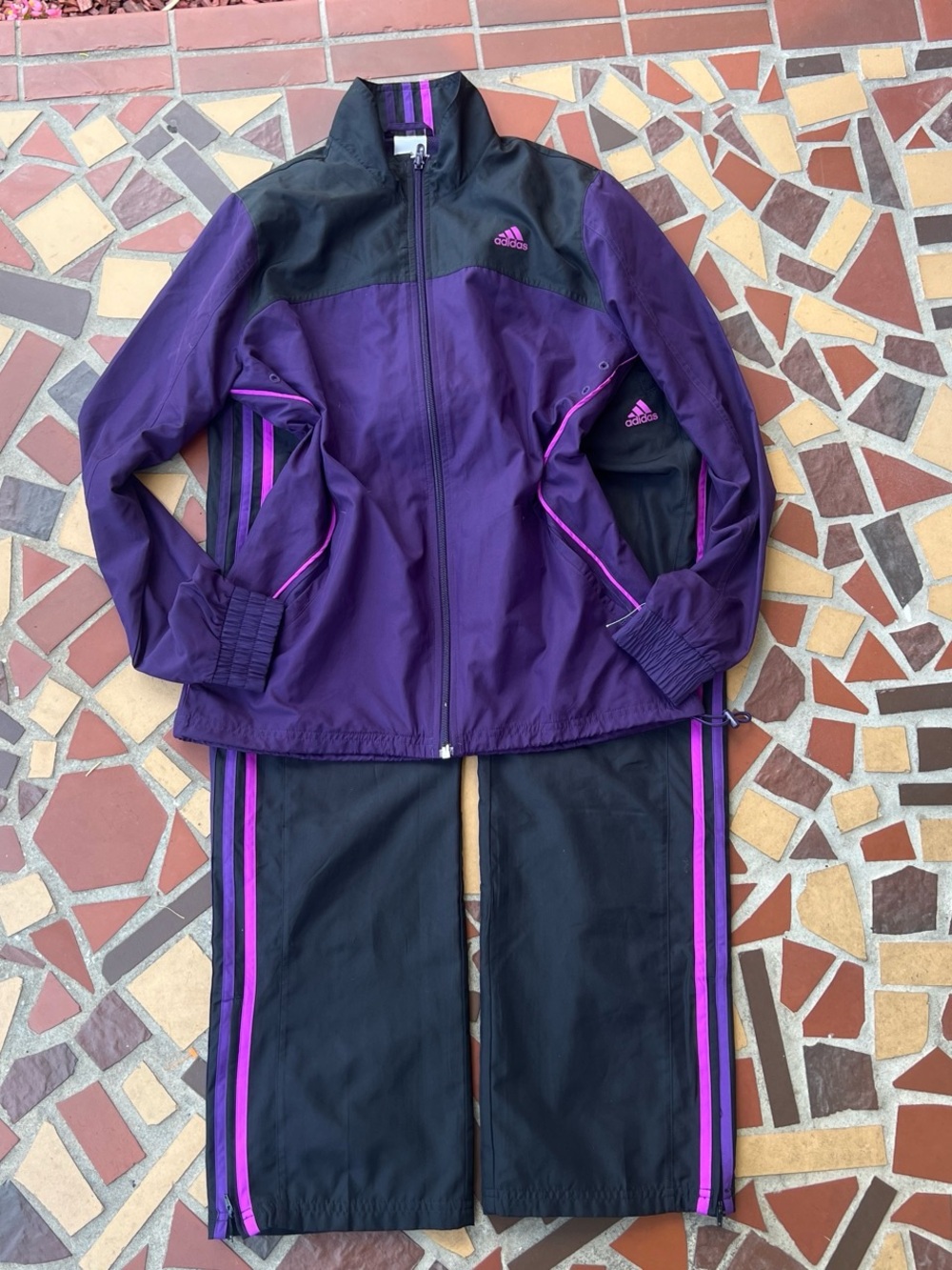 Adidas Purple & Black Track Jacket and Pants Set